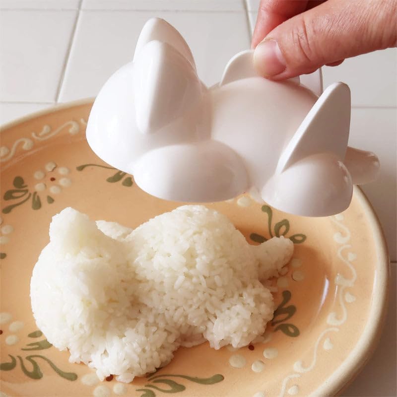 GENIQUE Meow mold for rice Cat Rice Mold, Japan Import, Cute Animal Rice Shaper, Kitchen DIY Lunch Decoration Tool, White, KK-552 - Image 4
